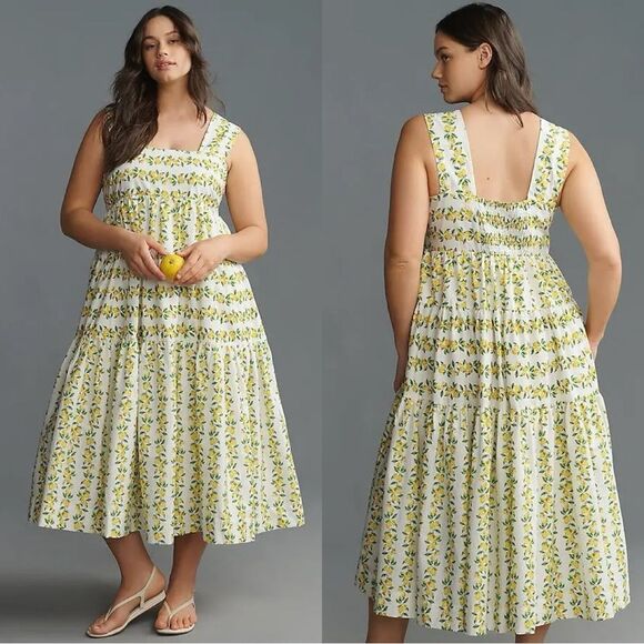 Anthropologie Dresses & Skirts - NEW ANTHROPOLOGIE  Helena Smocked Midi Dress - Yellow Floral